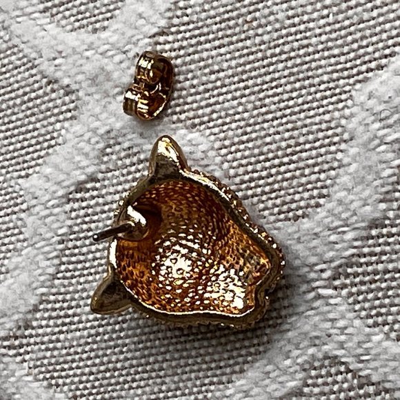 Forever 21 Pave Panther Earrings Gold Tone Black Clear Rhinestones NWT - Picture 5 of 5